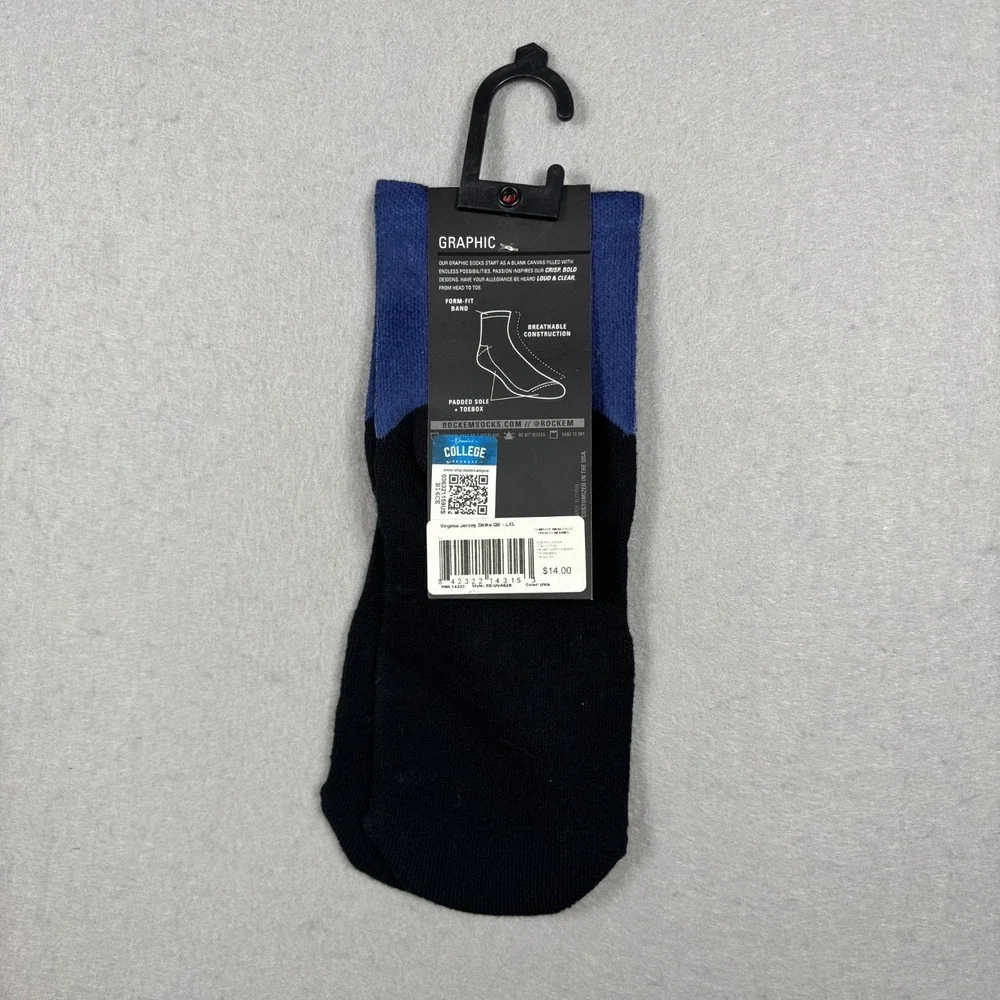 New Rock Em Univeristy of Virginia Cavaliers Socks UVA Adult Size L/XL‎ NCAA